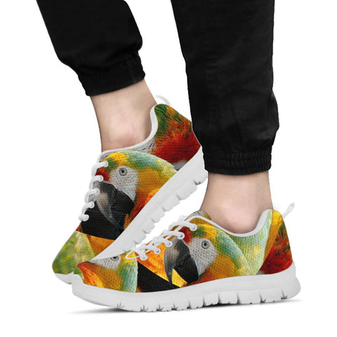 Red and Green Macaw Print Running Shoes