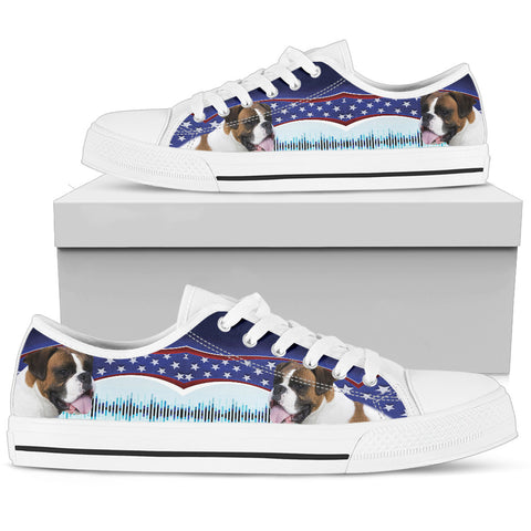 Cute Boxer Dog Print Low Top Canvas Shoes For Women