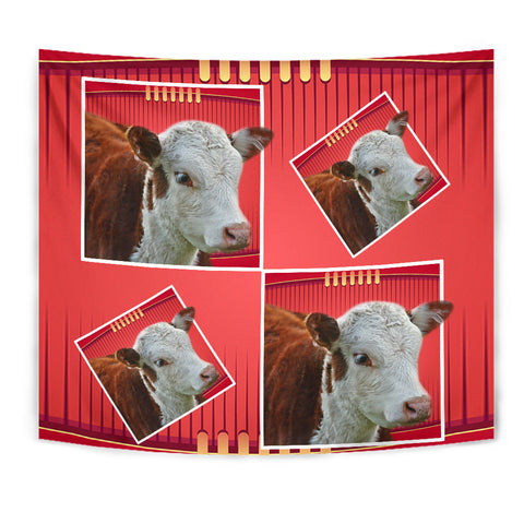 Hereford Cattle (Cow) Print Tapestry