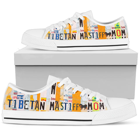 Tibetan Mastiff Mom Print Low Top Canvas Shoes for Women