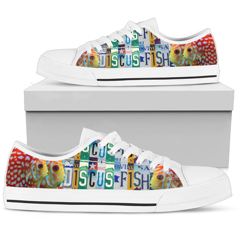 Discus Fish Print Low Top Canvas Shoes for Women