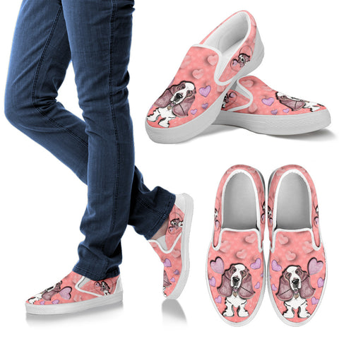 Valentine's Day SpecialBasset Hound Print Slip Ons For Women