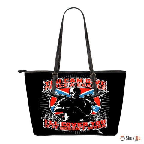 You Can Give Peace A ChanceSmall Leather Tote Bag