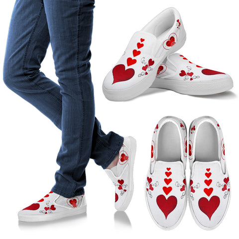 Valentine's Day SpecialHeart Print Slip Ons For Women