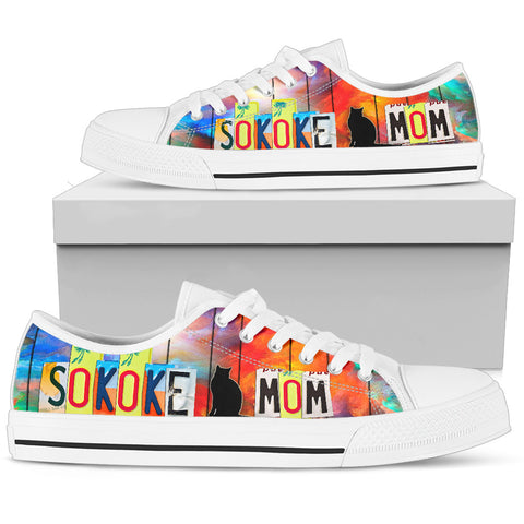 Sokoke Cat Mom Print Low Top Canvas Shoes for Women