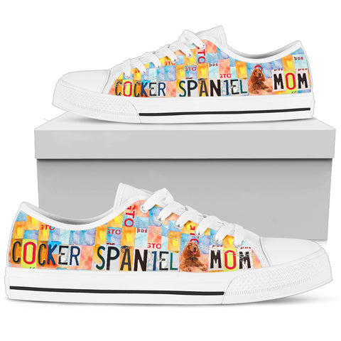 Cocker Spaniel Mom Print Low Top Canvas Shoes For Women