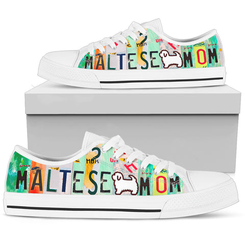 Maltese Mom Print Low Top Canvas Shoes For Women