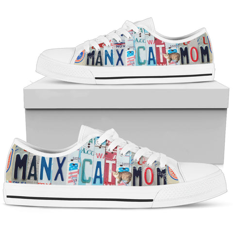 Manx Cat Print Low Top Canvas Shoes for Women