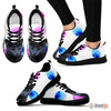 Russian Blue Cat Print (White/Black) Running Shoes For Women