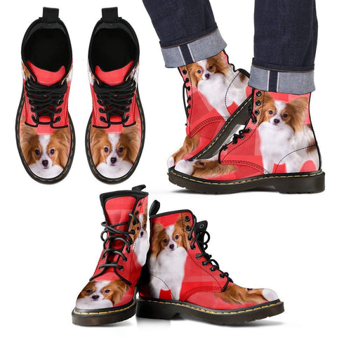 Papillon Dog Print Boots For MenExpress Shipping