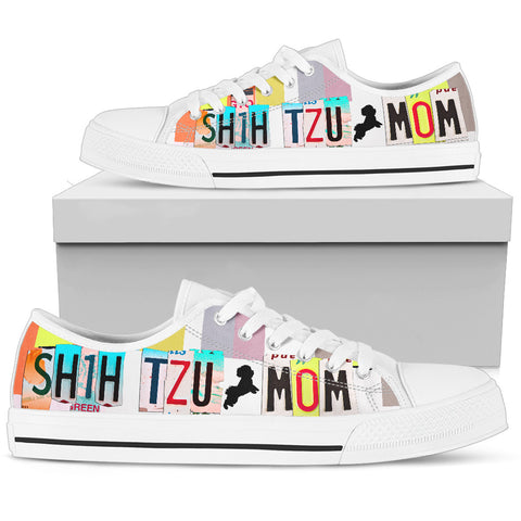 Shih Tzu Mom Print Low Top Canvas Shoes for Women