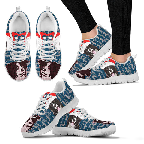 Border Collie Dog Print Christmas Running Shoes For Women