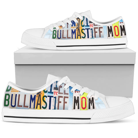 Cute Bullmastiff Mom Low Top Canvas Shoes For Women