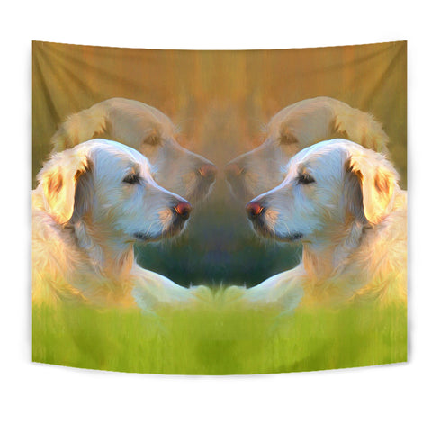 Golden Retriever Dog Oil Painting Print Tapestry