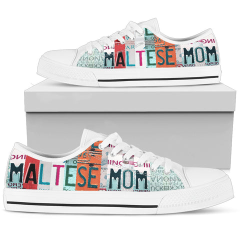 Maltese Mom Print Low Top Canvas Shoes For Women- Limited Edition