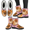 Pomeranian Print Faux Fur Boots For Women