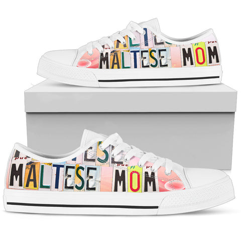 Lovely Maltese Mom Print Low Top Canvas Shoes For Women