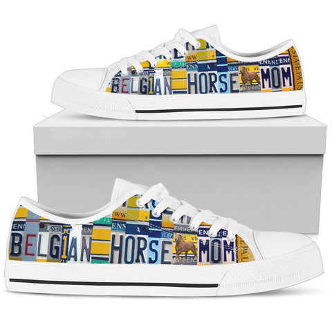 Belgian Horse Mom Print Low Top Canvas Shoes For Women