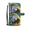 Blue and Yellow Macaw Print Wallet Case