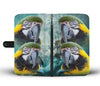 Blue and Yellow Macaw Print Wallet Case