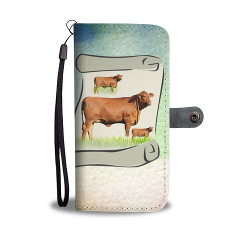 Hand Crafted Red Brangus Cattle (Cow) Print Wallet Case