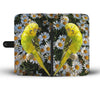 Yellow and Black Parakeet Print Wallet Case