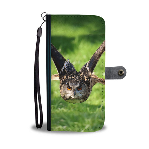 Flying Owl Bird Print Wallet Case