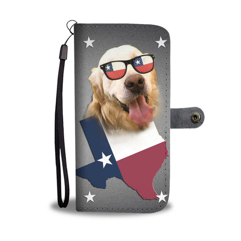 Golden Retriever With Glasses Print Wallet CaseTX State