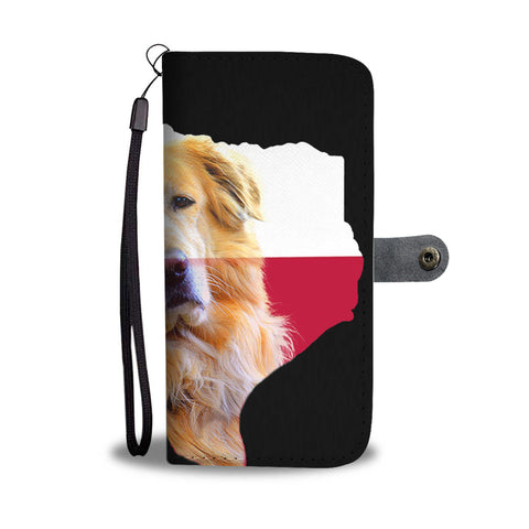 Golden Retriever Dog On Black Print Wallet CaseTx State