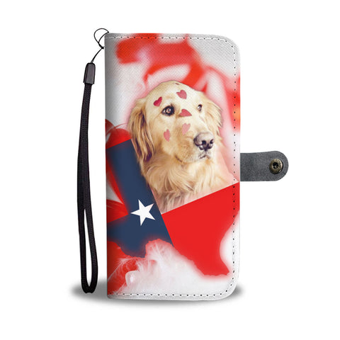 Golden Retriever On Red Print Wallet CaseTX State