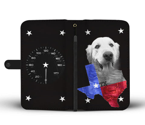 Golden Retriever On Black Print Wallet CaseTX State