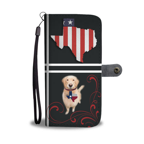 Cute Golden Retriever Print On Black Wallet CaseTX State