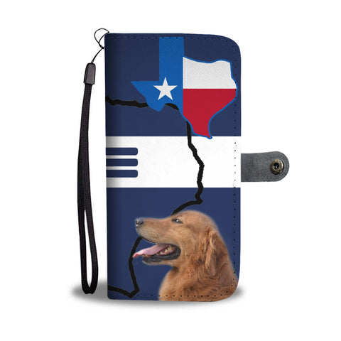 Golden Retriever Print On Red Blue Wallet CaseTX State