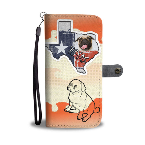 Pug Dog Print Wallet CaseTX State