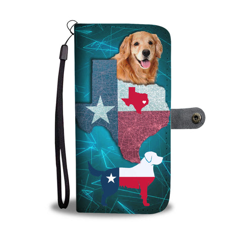 Lovely Golden Retriever Dog On Light Blue Print Wallet CaseTX State