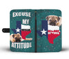Cute Pug Dog Print Wallet CaseTX State