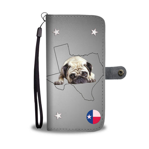 Lovely Pug Print Wallet CaseTX State