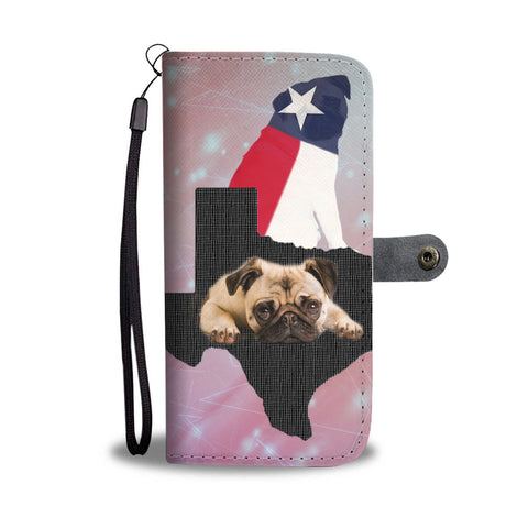 Cute Pug Dog On Pink Print Wallet CaseTX State