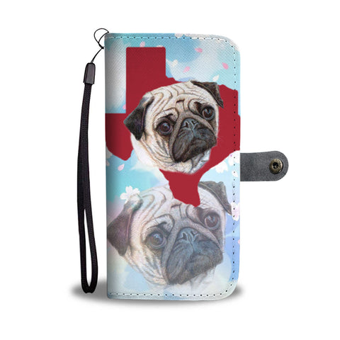 Cute Pug Dog Art Print Wallet CaseTX State