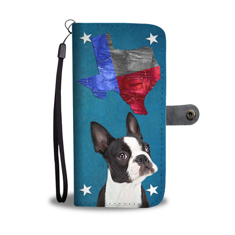 Cute Boston Terrier Print Wallet CaseTX State