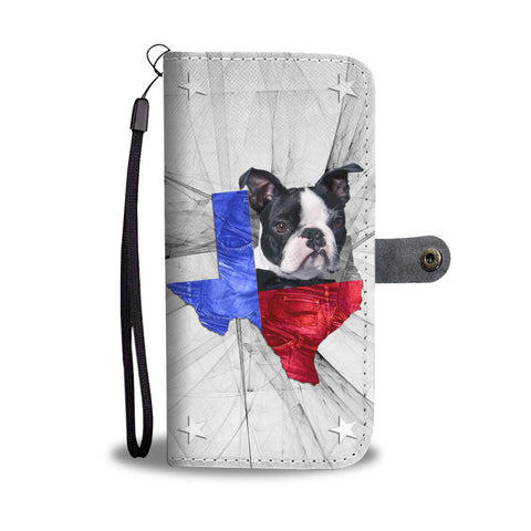 Lovely Boston Terrier Print Wallet CaseTX State