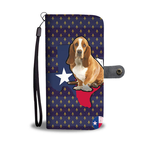 Cute Basset Hound Dog Print Wallet CaseTX State