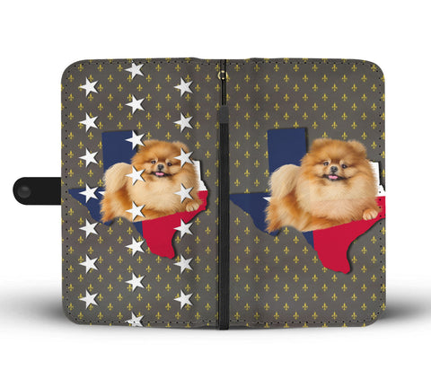 Cute Pomeranian Dog Print Wallet CaseTX State