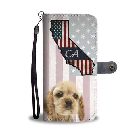 Cocker Spaniel Print Wallet CaseCA State