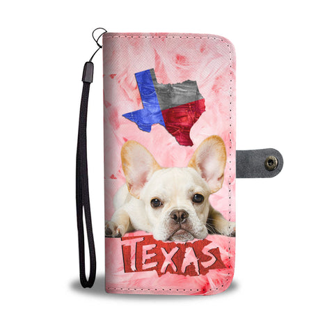 Cute French Bulldog Print Wallet Case TX State