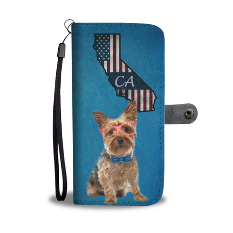 Yorkshire Terrier Print Wallet CaseCA State