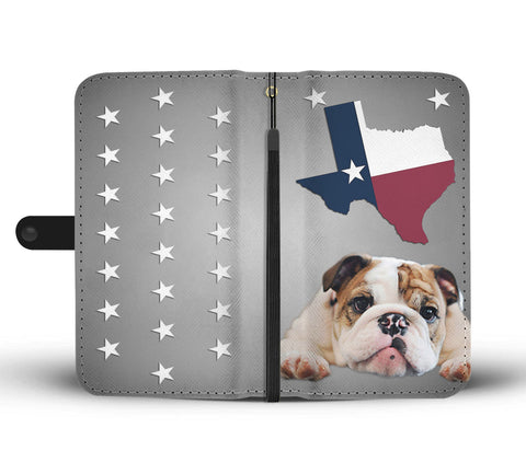 Lovely Bulldog Wallet Case TX State