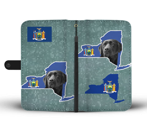 Black Labrador Dog Print Wallet CaseNY State