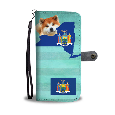 Cute Akita Dog Print Wallet CaseNY State