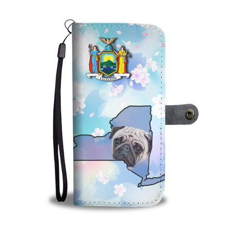 Pug Dog Print Wallet CaseNY State